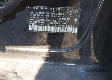 2015 Volkswagen Jetta 1.8T Se from USA, damaged, VIN 3VWD17AJ7FM313290